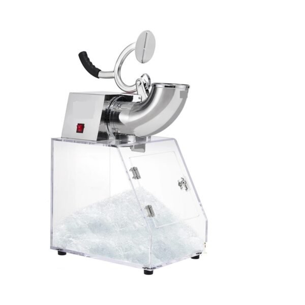 Trituradora de hielo eléctrica comercial con cono de nieve y cuchillas dobles. Máquina de hielo raspado de acero inoxidable con interruptor de seguridad. Para el hogar/cocina/oficina